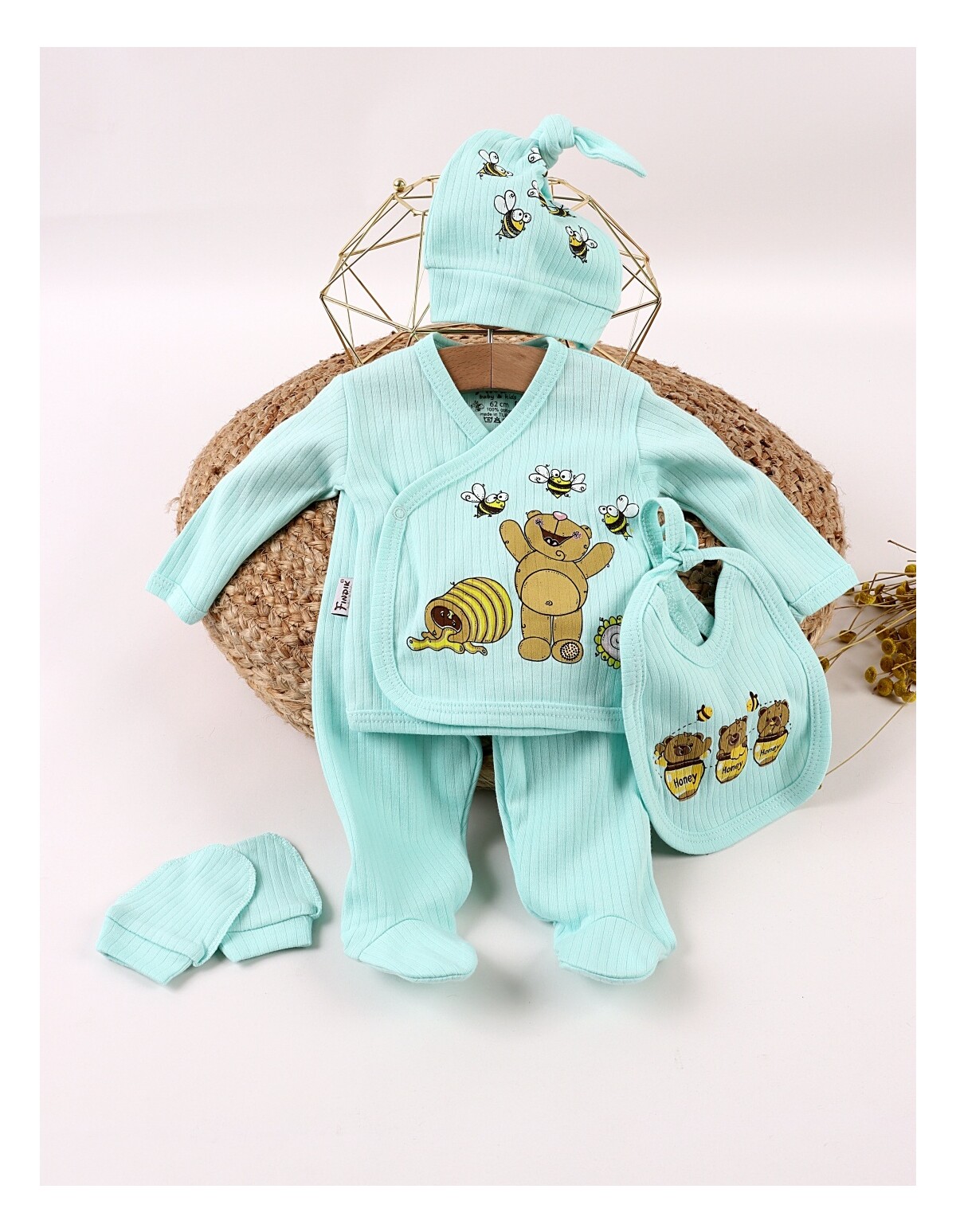 Costumas 5 piese, Honey Bear, turcoaz