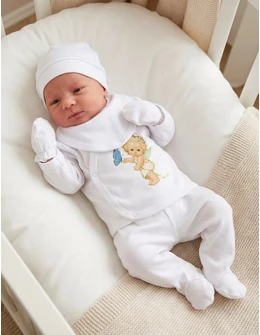 Costumas 5 piese ingeras si fluture, alb