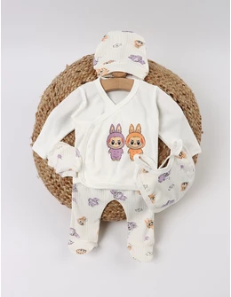 Costumas 5 piese, LaBuBu, alb-mov