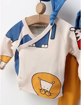 Costumas 5 piese Lion, crem-albastru-galben