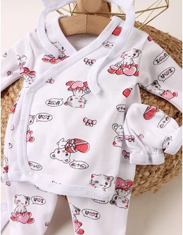 Costumas 5 piese Love Cat, alb-rosu