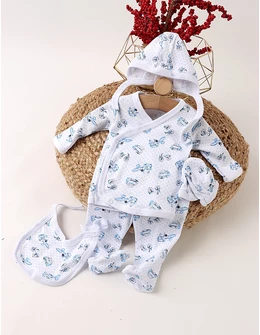 Costumas 5 piese Moto-Train, alb-albastru