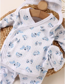 Costumas 5 piese Moto-Train, alb-albastru