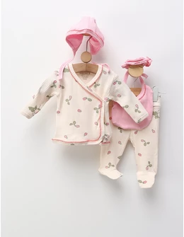 Costumas 5 piese premium, Capsunele, crem-roz