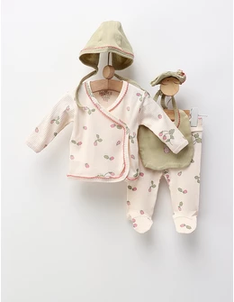 Costumas 5 piese premium, Capsunele, crem-verde