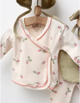 Costumas 5 piese premium, Capsunele, crem-verde