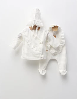 Costumas 5 piese premium, Izabella, alb