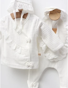 Costumas 5 piese premium, Izabella, alb