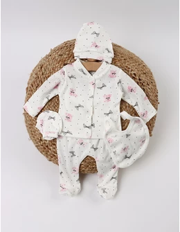 Costumas 5 piese, Toy Bear, alb-roz