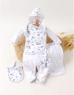 Costumas 6 piese Dalmatian, alb-albastru