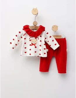 Costumas catifelat Hearts's Queen, alb-rosu