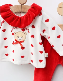 Costumas catifelat Hearts's Queen, alb-rosu