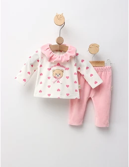 Costumas catifelat Hearts's Queen, alb-roz