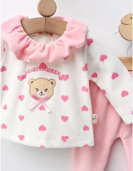 Costumas catifelat Hearts's Queen, alb-roz