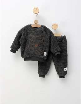 Costumas cocolino ursulet boy gri inchis