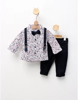 Costumas elegant, Athos, alb-bleumarin