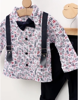 Costumas elegant, Athos, alb-bleumarin