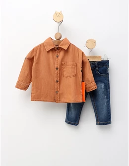 Costumas elegant Carol, model caramiziu