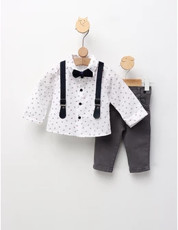 Costumas elegant, Iacob, alb-bleumarin-gri