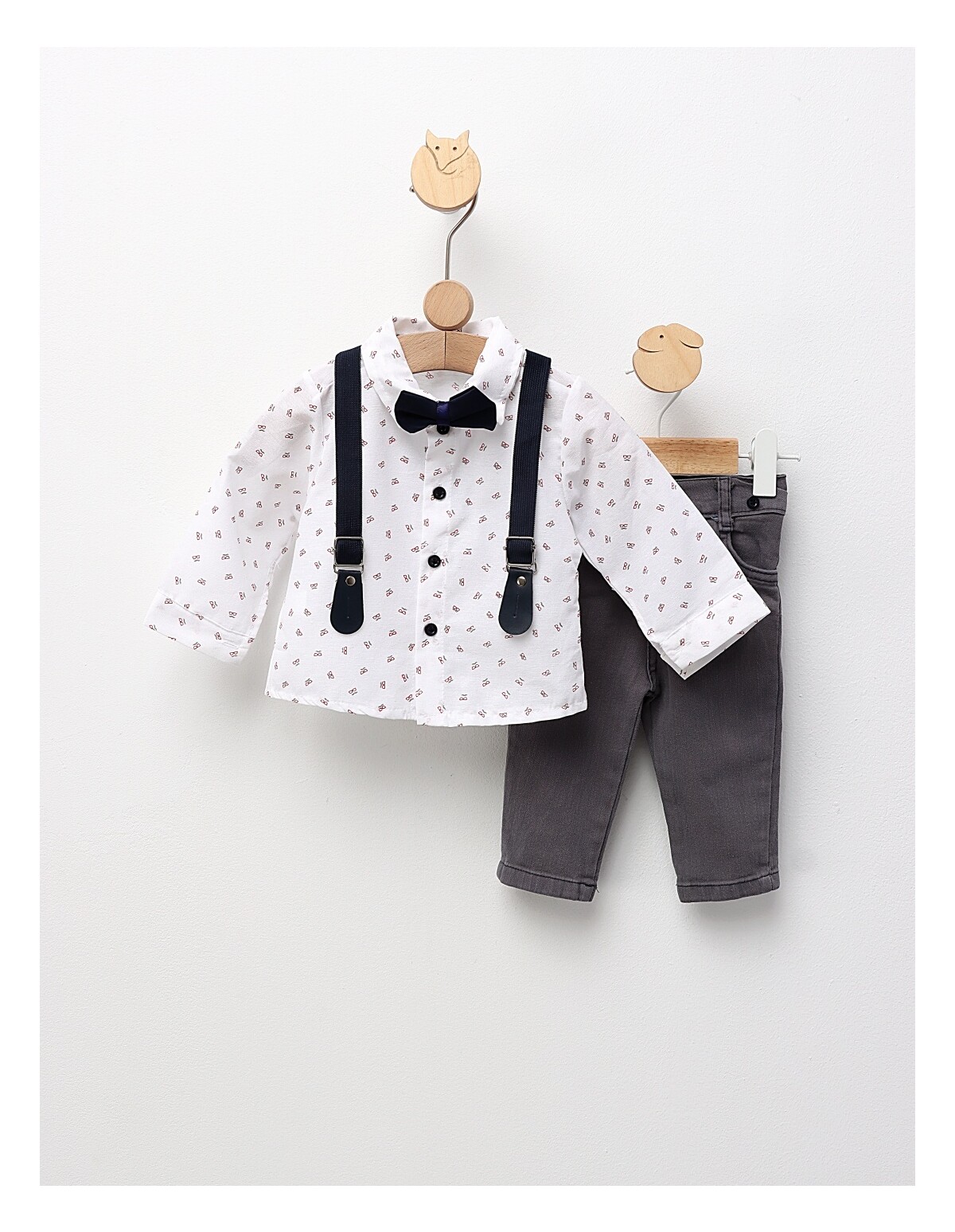 Costumas elegant, Iacob, alb-bleumarin-gri