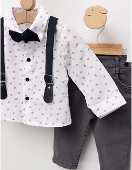 Costumas elegant, Iacob, alb-bleumarin-gri