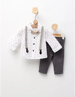 Costumas elegant, Iacob, alb-crem-gri