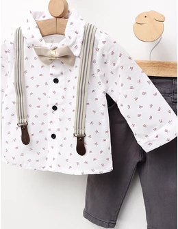 Costumas elegant, Iacob, alb-crem-gri