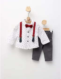 Costumas elegant, Iacob, alb-visiniu-gri