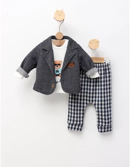 Costumas elegant pentru bebelusi, cu sacou, albastru