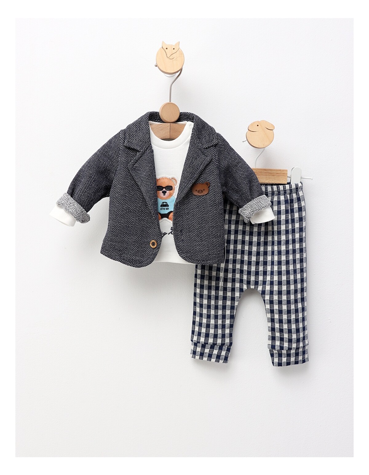 Costumas elegant pentru bebelusi, cu sacou, albastru