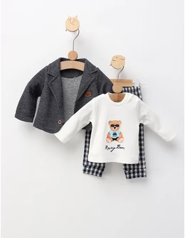 Costumas elegant pentru bebelusi, cu sacou, albastru