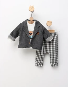 Costumas elegant pentru bebelusi, cu sacou, gri