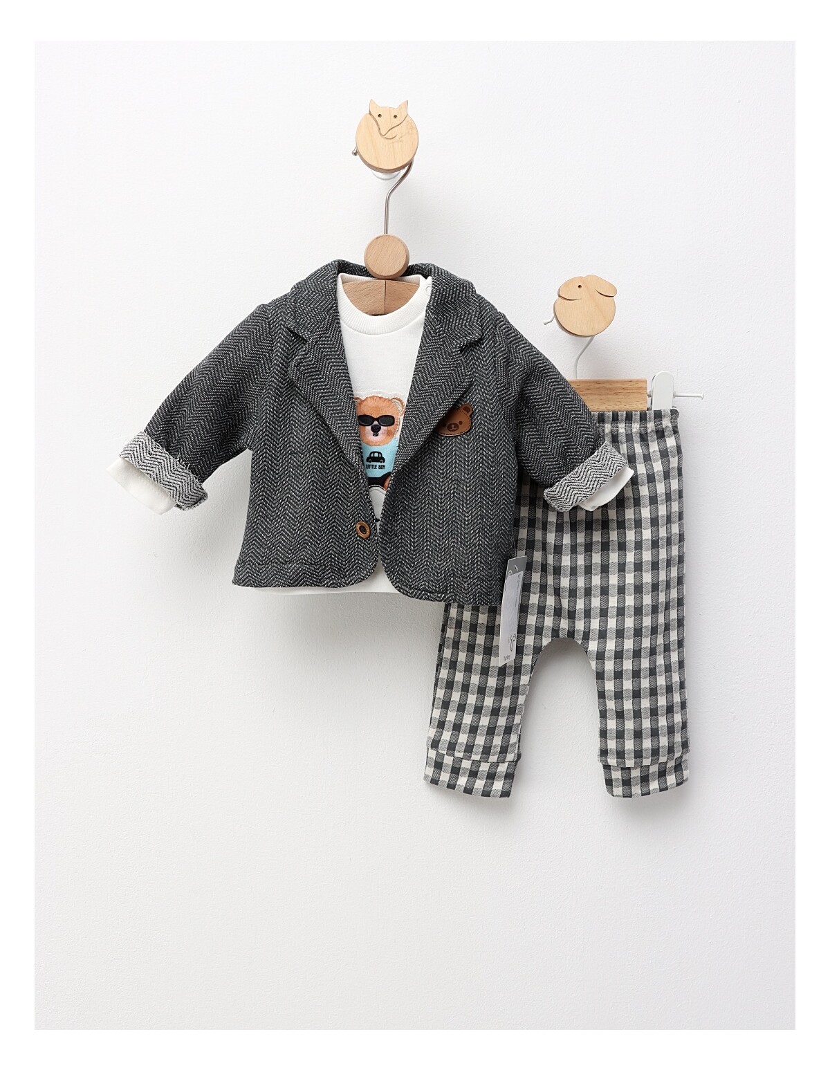 Costumas elegant pentru bebelusi, cu sacou, gri