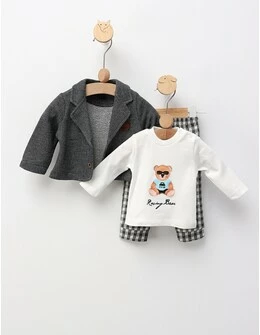 Costumas elegant pentru bebelusi, cu sacou, gri