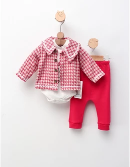 Costumas elegant pentru fetite, cu jacheta, ciclam