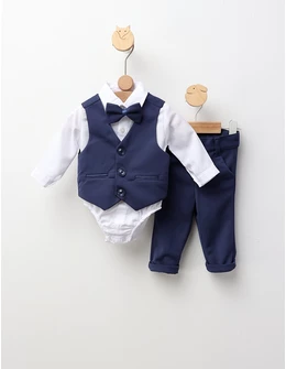 Costumas elegant Porthos, albastru-inchis