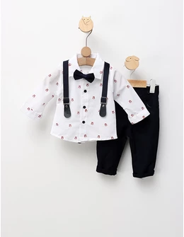 Costumas elegant, Vicentiu, alb-bleumarin