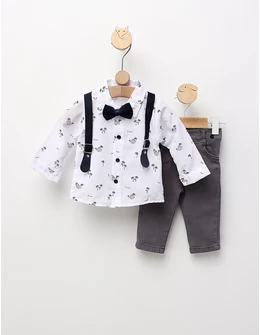 Costumas elegant, Vladut, alb-bleumarin-gri