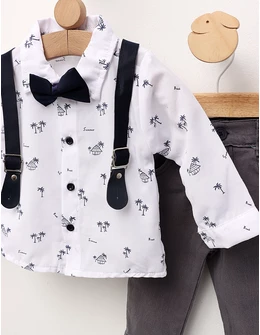 Costumas elegant, Vladut, alb-bleumarin-gri