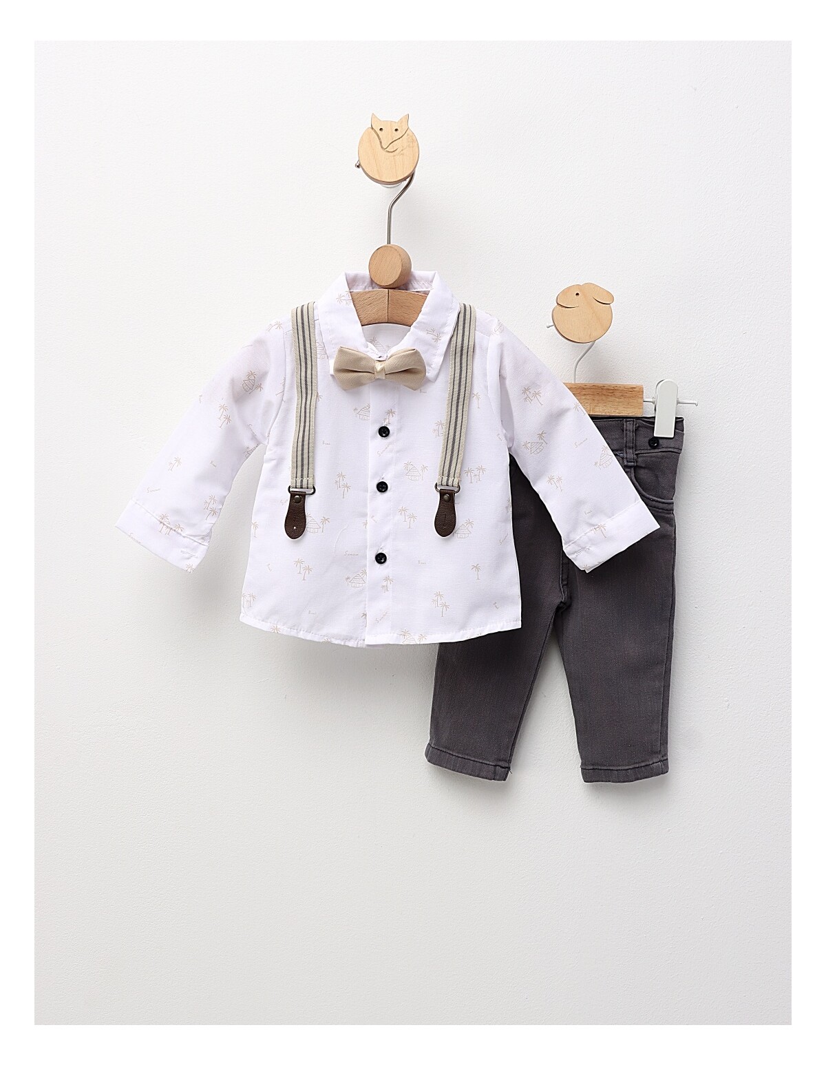 Costumas elegant, Vladut, alb-crem-gri