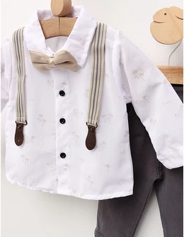 Costumas elegant, Vladut, alb-crem-gri