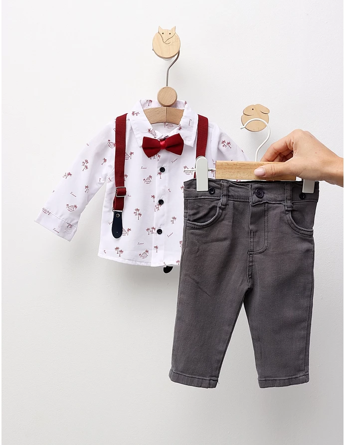 Costumas elegant, Vladut, alb-visiniu-gri picture - 3