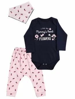 Costumas FLOWERS roz pal 74 (6-9 luni)