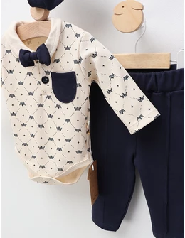 Costumas imprimat coronite, crem-bleumarin