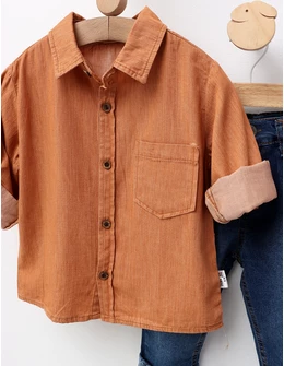 Costumas premium elegant, model caramiziu