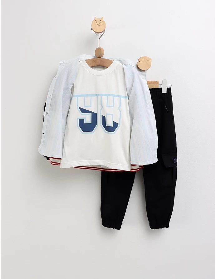 Set haine copii cu cardigan, cămașă și pantaloni, bumbac confortabil picture - 5