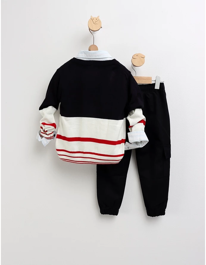 Set haine copii cu cardigan, cămașă și pantaloni, bumbac confortabil picture - 6