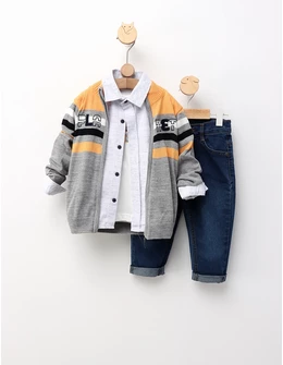 Costumas premium elegant Paul, gri-galben