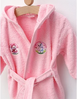 Halat de baie Fetitele Ursuleti, roz