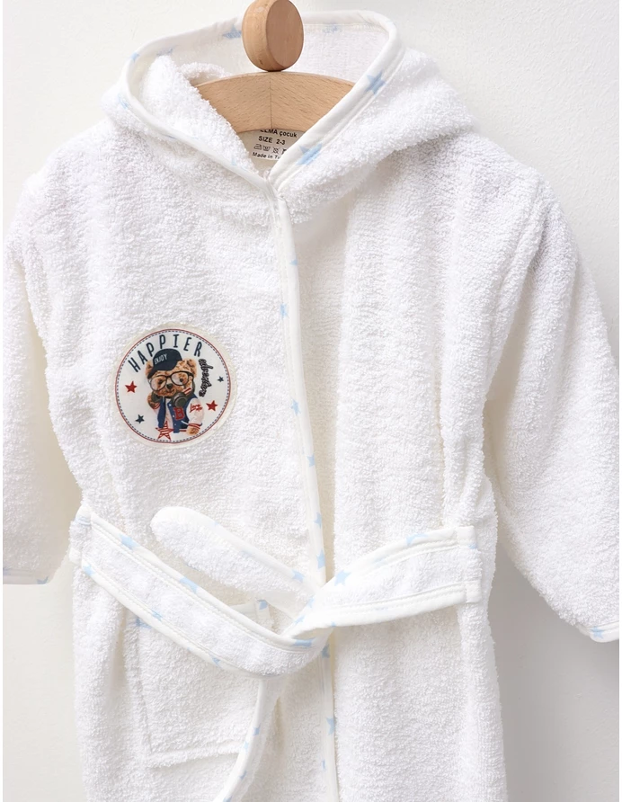 Halat de baie Happy Bear, alb picture - 3